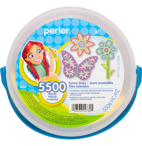 Cubeta Kit Dia Soleado Cuentas 5mm Bases Papel Perler Beads