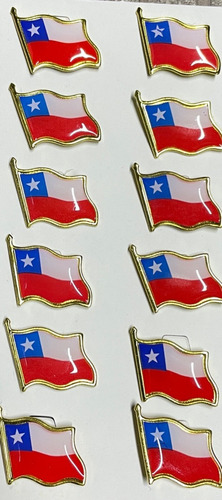Imagen 1 de 2 de 24 X Piocha Pin Bandera Chilena Metalica Boton Chile