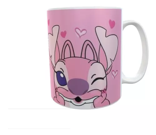 Caneca Lilo Stitch - Desenho - Interior E Alça Branca