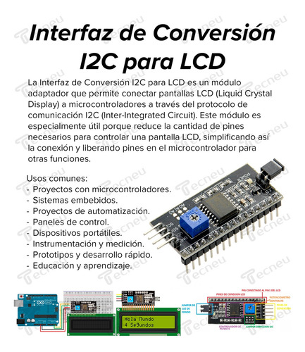 5 Piezas Interfaz Conversión I2c Lcd Compatible Arduino Pic