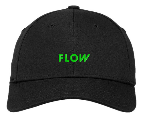 Gorro Gabardina 6 Gajos Flow Urbano Text Verde Fluor Bordado