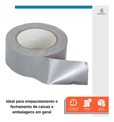 5 Fita Adesiva Silver Tape Cinza 48mm X 10 Metros Isolante