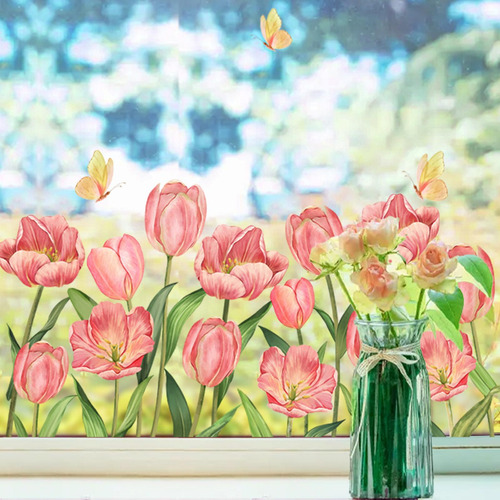 De Pegatinas De Primavera Para Ventana Con Flores Para El
