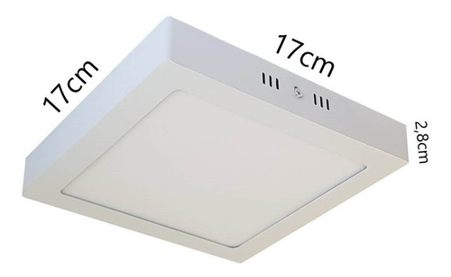 Painel Led Sobrepor 12w Quadrado 17x17cm Luz Neutra Bivolt Cor Branco 110V/220V