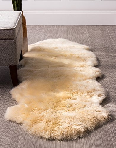 Genuina Piel De Oveja Alfombra Dos Pelt Champagne - Beige Pi