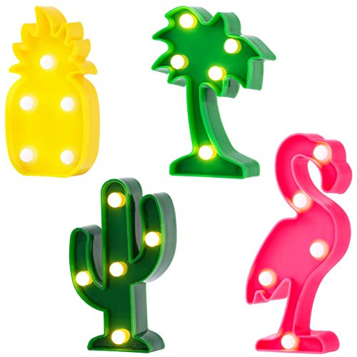 Luces Hawaianas Para Fiesta, Paquete De 4 Mini Luces Led De