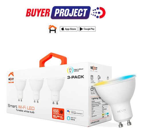 Bombilla Led Smart Nexxt Con 3-pack Y Wi-fi 4w