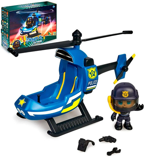 Imagen 1 de 2 de Helicóptero Policía Pinypon 17037 + 1 Figura