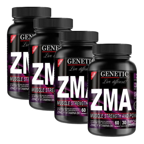 Zma X4 De Genetic Zinc Magnesio Vitamina B6 Plan 4 Meses