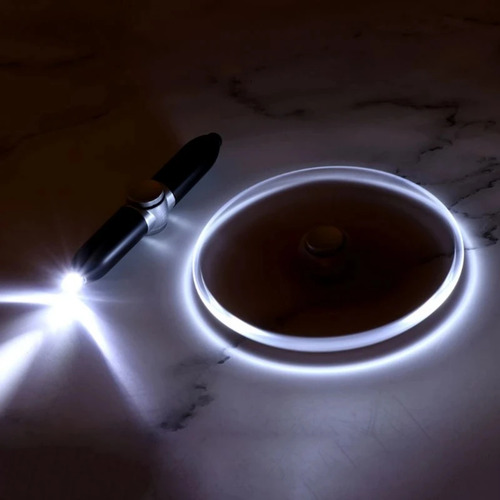 Pluma Boligrafo Giratorio Fidget Spinner Linterna Estrés Luz