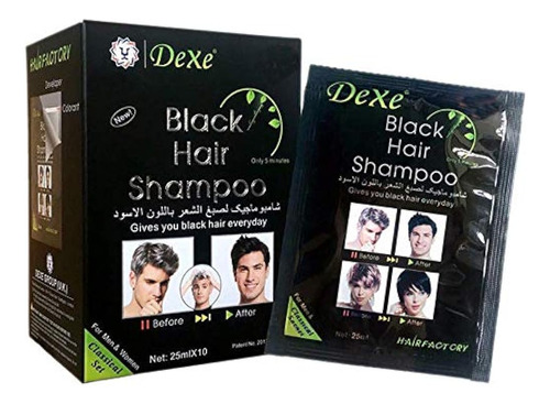 10 Pcs Dexe Black Hair Shampoo Tinte Instantáneo Para El Cab