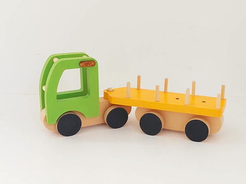 Mini Camion Con Acoplado De Madera Infantil Uovo