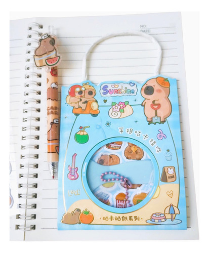Capybara Box (incl. Caja) Set Papelería: Libreta Stickers...