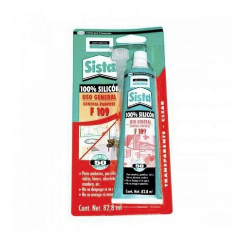 Silicón 100% Transparente 82.2ml Uso General F109 3pzs Sista