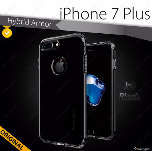 Protector iPhone 7 Plus - Spigen Hybrid Armor Jet Black Case