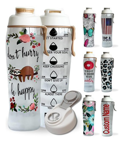 Water Bottles With Times To Drink | Motivational Bottle...