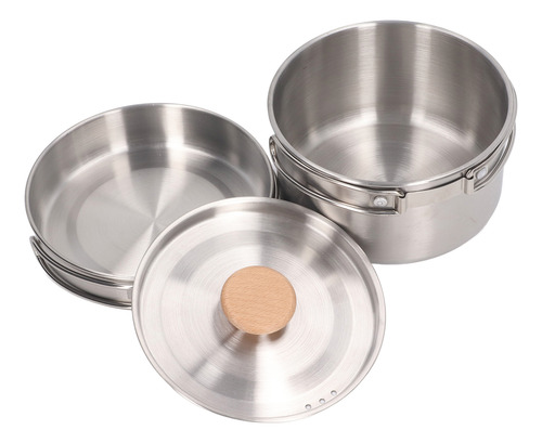 Set De Cocina Para Ollas Y Sartenes De Acampada, Acero Inoxi