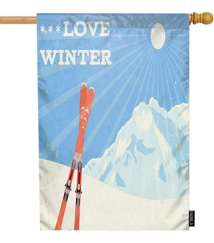 Ekobla Bandera De La Casa De Snowboard I Love Winter Ski Mou