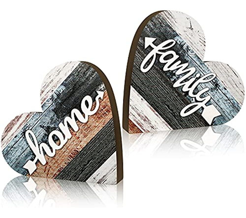 2 Piezas De Madera Rústica Love Home Sign Valentines Day Hea