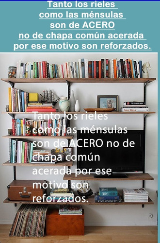 Imagen 2 de 10 de Kit 7 Rieles De 2m + 42 Ménsulas De 37cm Blancas Reforzadas