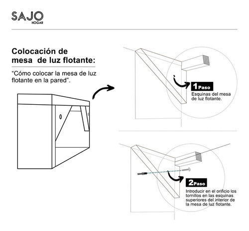 Imagen 6 de 10 de Combo 2 Mesas De Luz Repisa Flotante Mesita Moderna Cubo