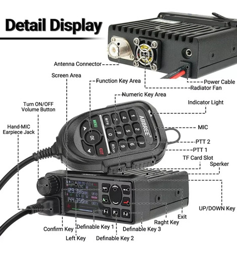 Rádio 25w Dual Band Vhf, Uhf, Fm E Aviação Abbree Ar-2520