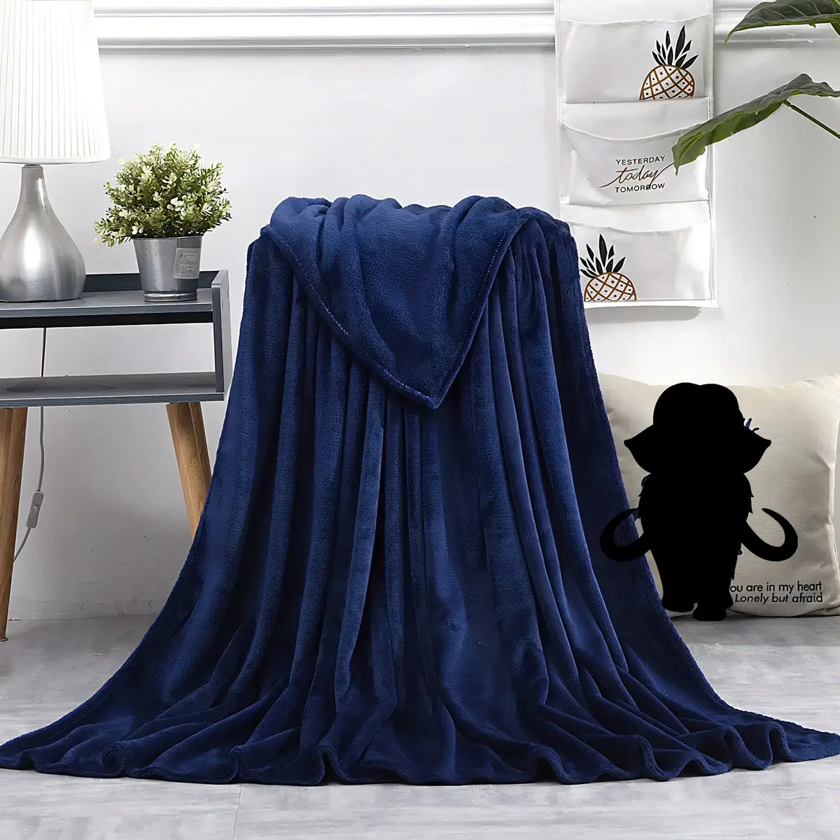 Manta Térmica Abrigados Piel De Angel Doble Azul Oscuro 200x185cm Poliester