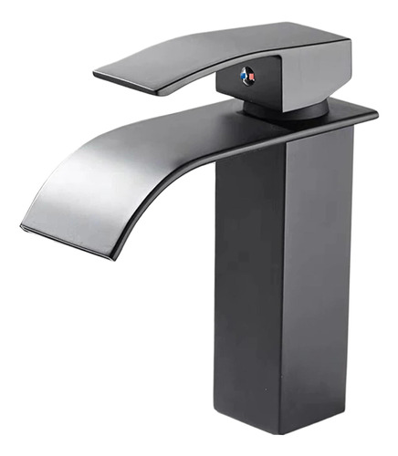 Torneira Quadrada Cascata - Preto Fosco - 18cm - Mangueiras