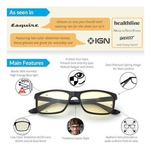 J+s Vision Gafas De Lectura De Luz Azul - Filtros 90% Luz Az
