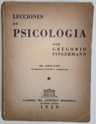 Lecciones De Psicología Gregorio Fingermann Ed Ateneo Libro