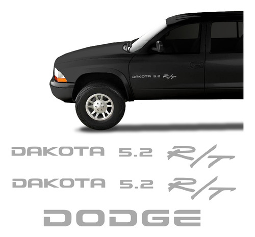 Kit Adesivos Dakota 5.2 R/t Dodge Emblemas Laterais/traseiro