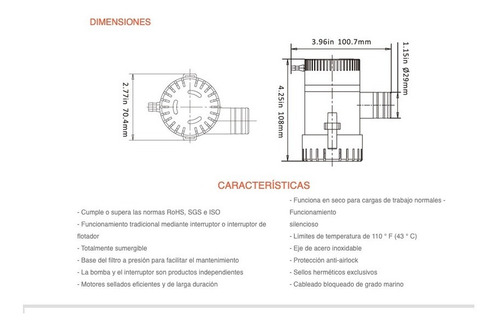 Imagen 5 de 10 de Bomba Achiq. Eléctrica 1100 Gph 12v + Tablero Seaflo+ Salida
