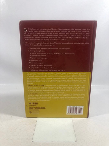 Livro Introduction To Magnectic Materials - B. D. Cullity E C. D. Graham - Editora Wiley & Sons - 2ª Edição - 2009 R272 (Usado)