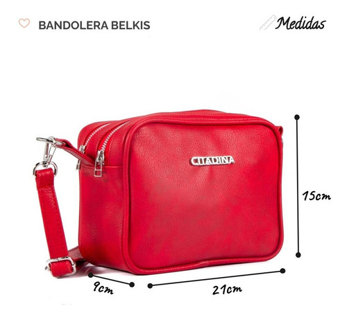 Imagen 2 de 6 de Bandolera Cartera Doble Bolsillo Eco Cuero Citadina Belkis