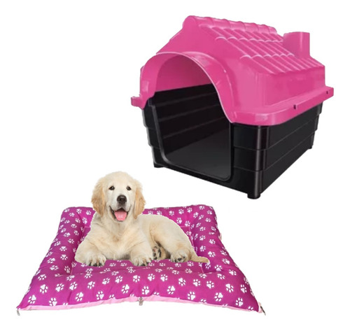 Caminha Cama Quadrada Lavável + Casa Resistente Rosa N4