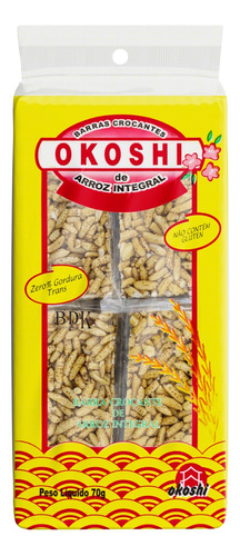 Barra de Arroz Crocante Integral Okoshi Pacote 70g