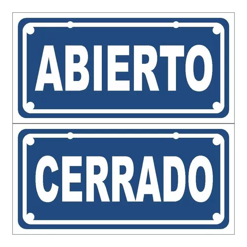 Cartel Abierto Cerrado 10x20 C/ Sopapa Y Tanza Doble Faz - $ 2.686,88