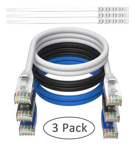 Cable Ethernet Adoreen Cat 6, Paquete De 8 Pies Y 3, Varios