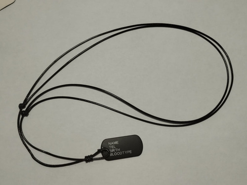 Colar Allblack Preto Pequeno Militar Identificação Exército