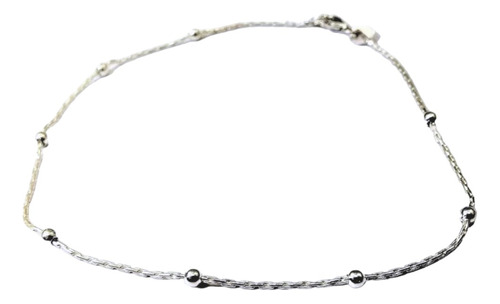 Pulsera Fina Con Bolitas 3mm. 19cm. Plata 925