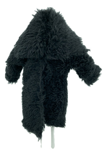 Tapado Peludo Elegante Negro Apto Muñeca Curvi/robusta 30 Cm