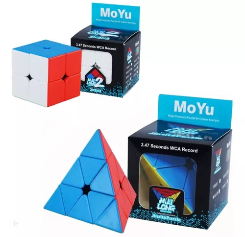 Kit Cubo Mágico Profissional MoYu Carbon 2x2, 3x3 E Pirâmide