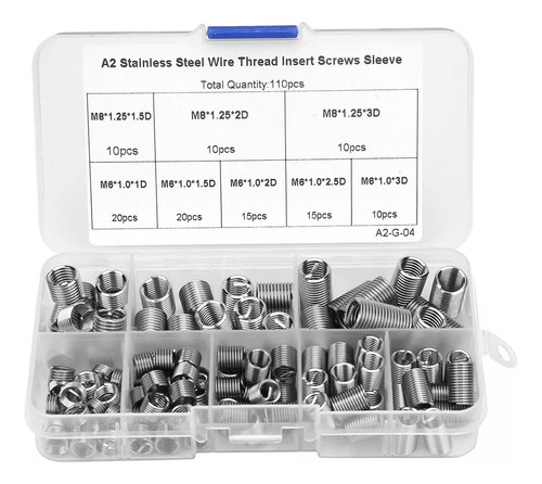 110 Insertos De Rosca De Alambre En Espiral M6-m8/1d-3d De A