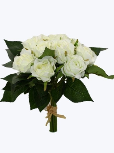 Bouquet De 12 Rosas Artificiales Rosa Blanco