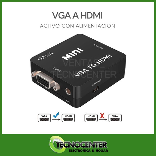 Conversor Vga A Hdmi Video C/audio Y Alimentacion Full Hd