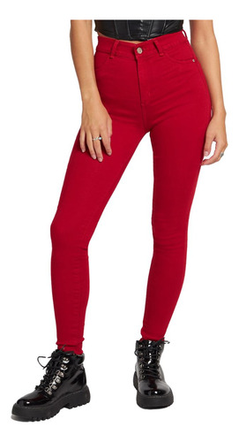 Jeans Mujer Tiro Alto Pitillo 1828 Rojo Paradise Jeans