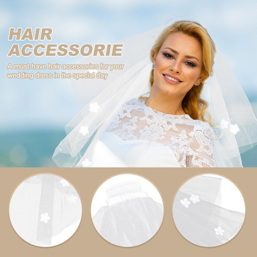 Imagen 2 de 8 de 1 Pieza Elegante Blanco Romántico Tocado De Novia