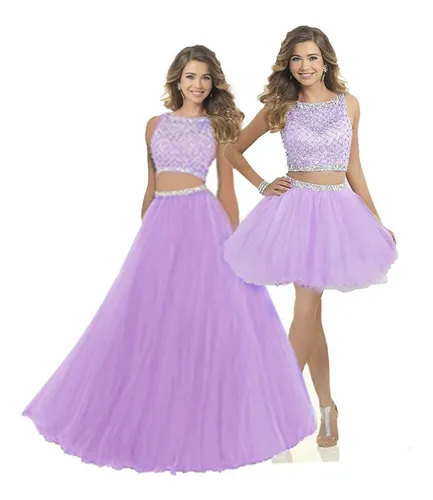 Vestido 15 Años 3 Piezas Fiesta Bordado Lila Vestido 15 Años 3 Piezas Fiesta Bordado Lila