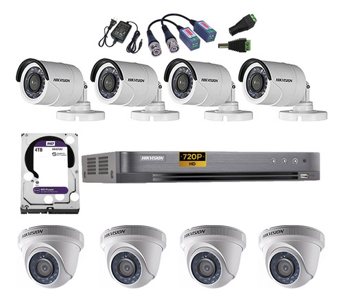 Oferta Kit Completo 8 Cámaras Hd Hikvision Disco 4tb P2p Dvr