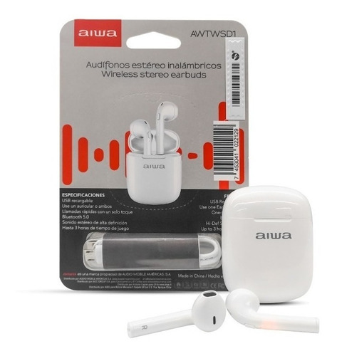 Imagen 5 de 5 de Audífonos in-ear inalámbricos Aiwa AWTWSD1 blanco